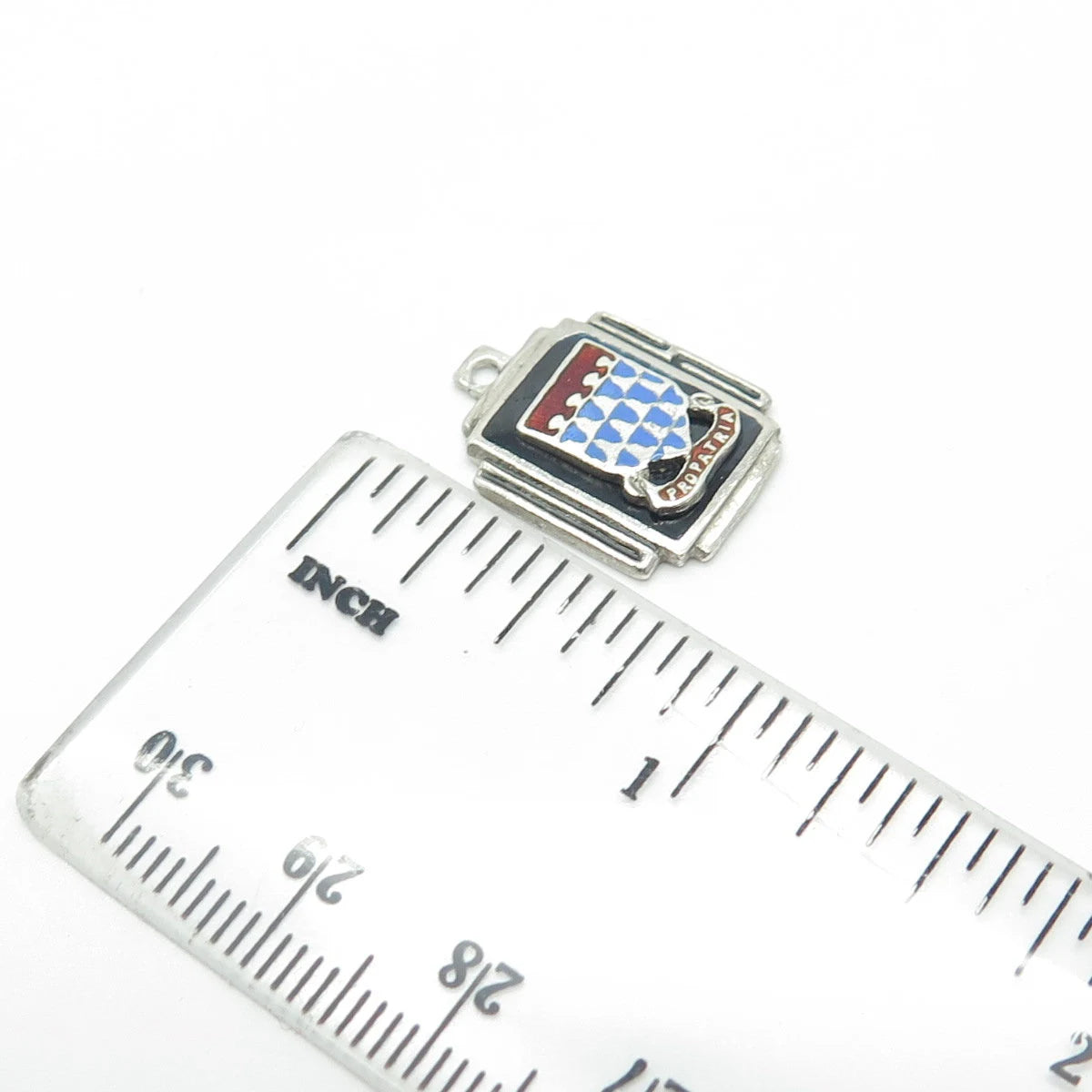 925 Sterling Silver Antique WWII Enamel US Army Pro Patria Charm Pendant