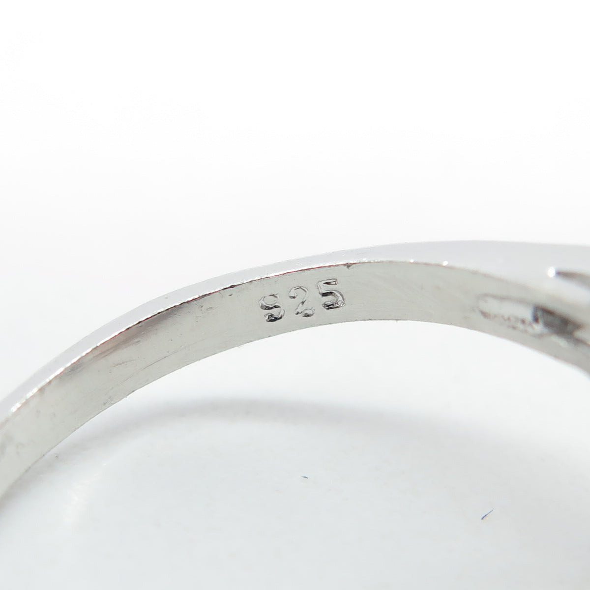 925 Sterling Silver Real Marquise-Cut Sapphire & Round C Z Ring Size 7.25