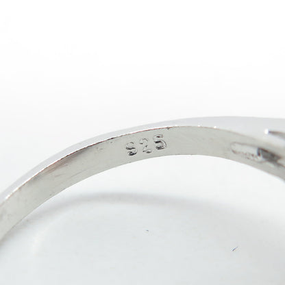 925 Sterling Silver Real Marquise-Cut Sapphire & Round C Z Ring Size 7.25