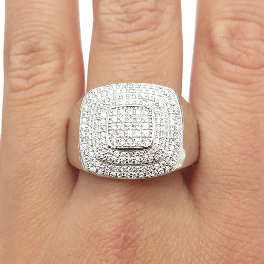 925 Sterling Silver Pave C Z Domed Ring Size 12.25