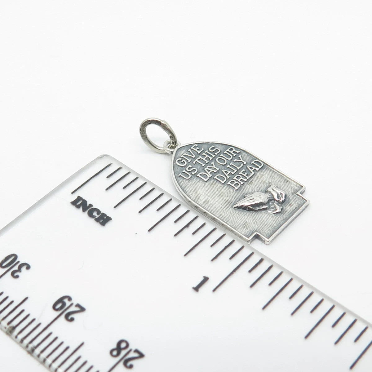 925 Sterling Silver Vintage Beau "Give Us This Day Our Daily Bread" Pendant