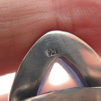 925 Sterling Silver Vintage Real Pear-Cut Moonstone Oxidized Ring Size 8.75