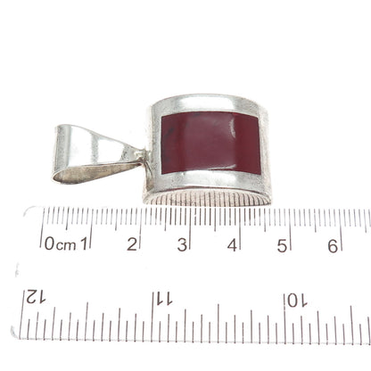 925 Sterling Silver Vintage Mexico Real Red Jasper Modernist Pendant