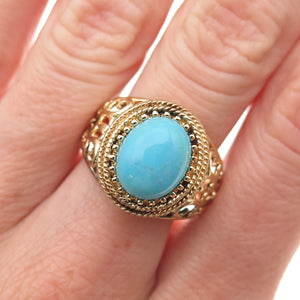 Ross Simons 925 Sterling Silver Gold Plated Real Turquoise Floral Ring Size 9
