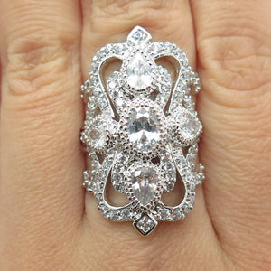 CFJ Collins Fine Jewelry Sterling Silver Multi-Cut C Z Bohemian Ring Size 7.5