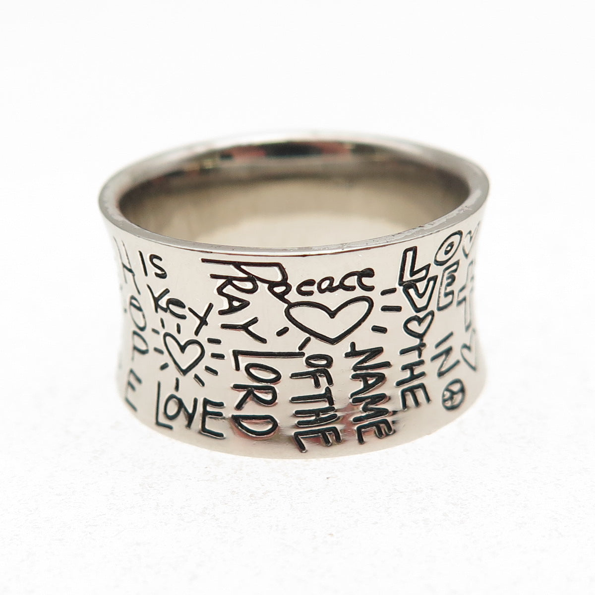 925 Sterling Silver Faith Truth Believe Hope Love is Light Ring Size 7.25