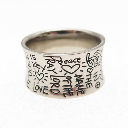 925 Sterling Silver Faith Truth Believe Hope Love is Light Ring Size 7.25