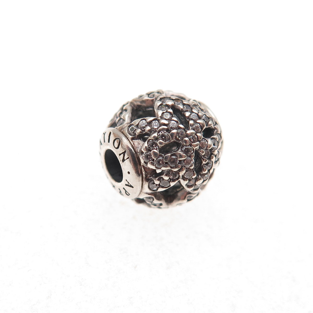 Pandora 925 Sterling Silver C Z Essence Appreciation Slide Bead Charm