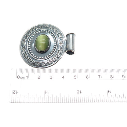 925 Sterling Silver Vintage Optic Fiber Cat's Eye Oxidized Slide Pendant