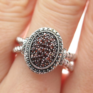 J. STELLA 925 Sterling Silver Real Round-Cut White & Cognac Diamond Ring Size 7