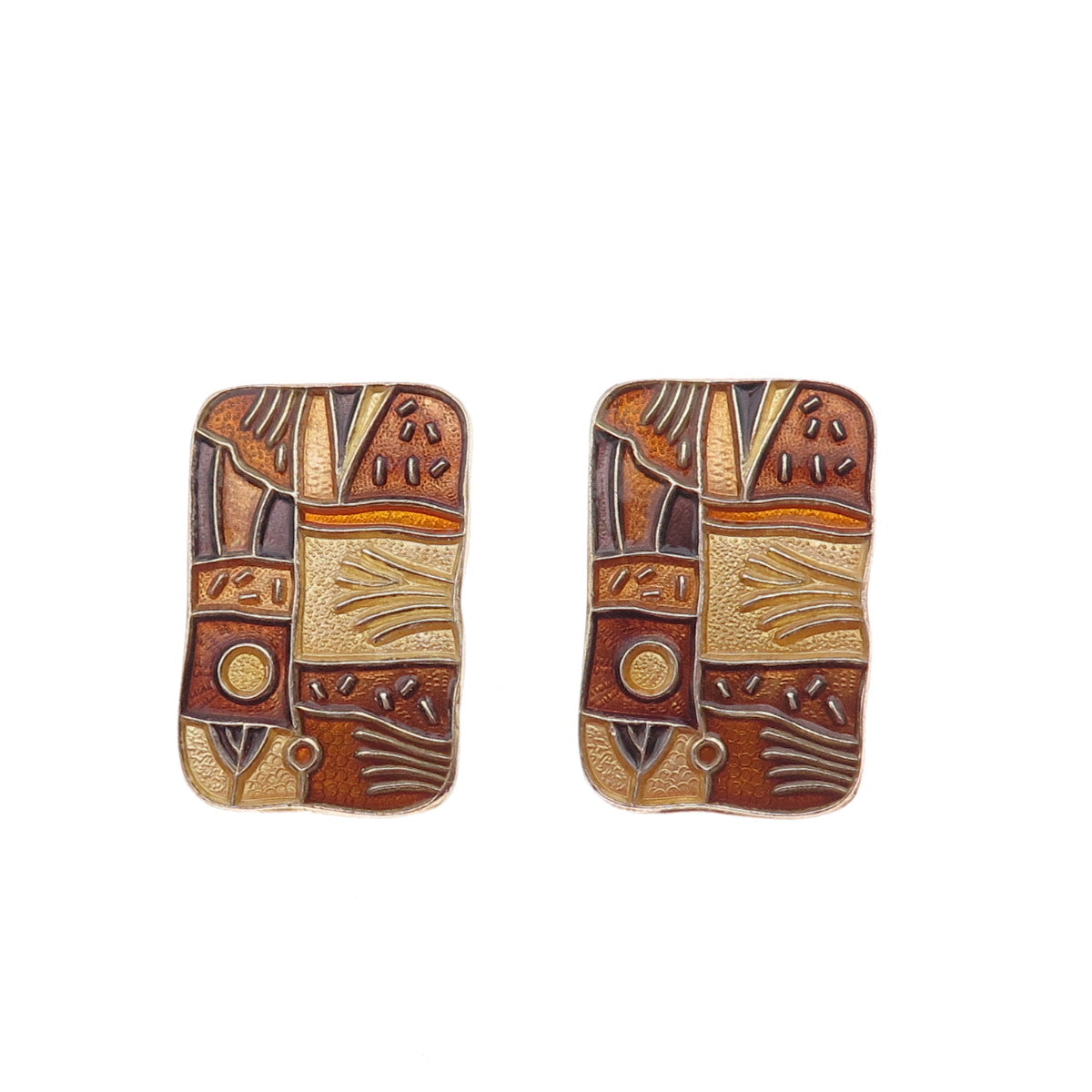 David Andersen 925S Sterling Vintage Norway Four Seasons Autumn Clip On Earrings