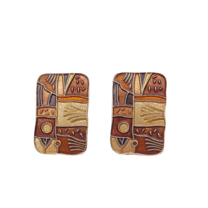 David Andersen 925S Sterling Vintage Norway Four Seasons Autumn Clip On Earrings