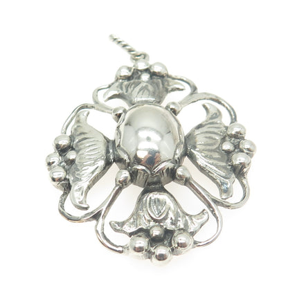 925 Sterling Silver Antique Art Deco Cross Floral Handcrafted Pendant