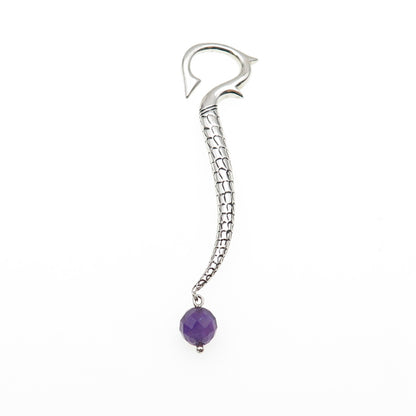 GUESS 925 Sterling Silver Real Amethyst Dragon Hook SINGLE Earring