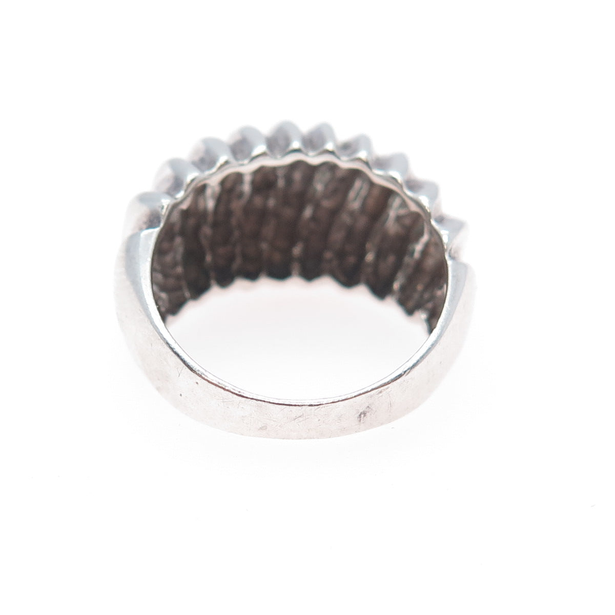 925 Sterling Silver Vintage Modernist Ribbed Oxidized Ring Size 6.5