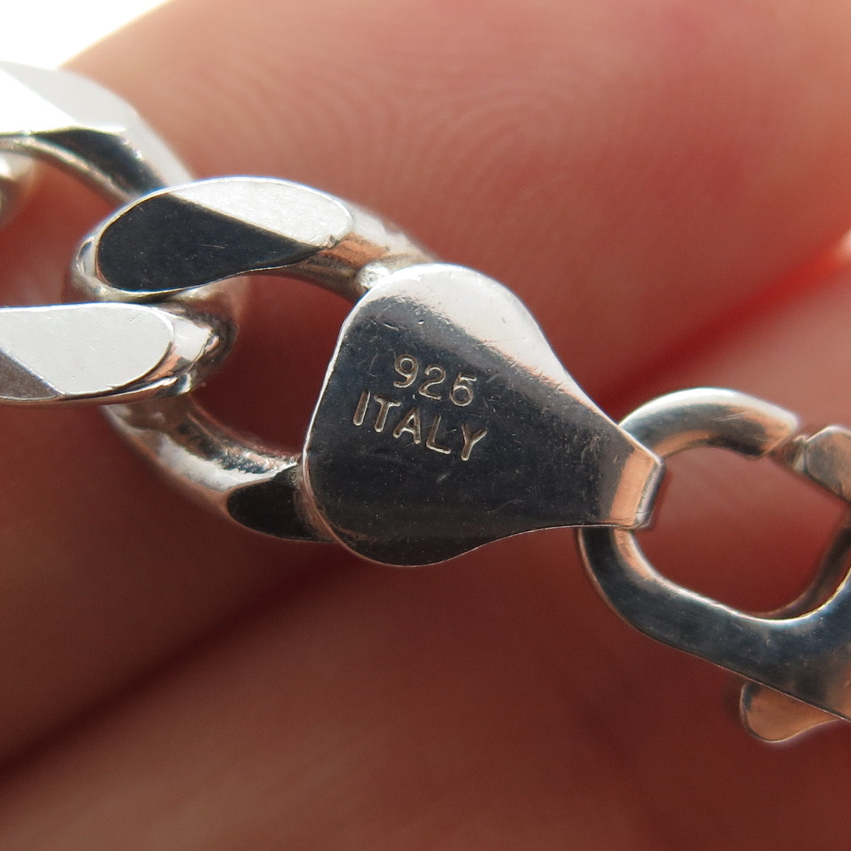 PAGODA PGDA 925 Sterling Silver Vintage Italy Figaro Chain Necklace 24"