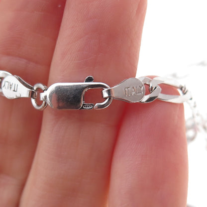 925 Sterling Silver Italy Figaro Chain Necklace 20"