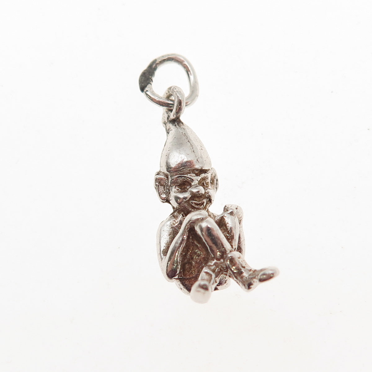925 Sterling Silver Vintage Pixie Oxidized 3D Mini Charm Pendant