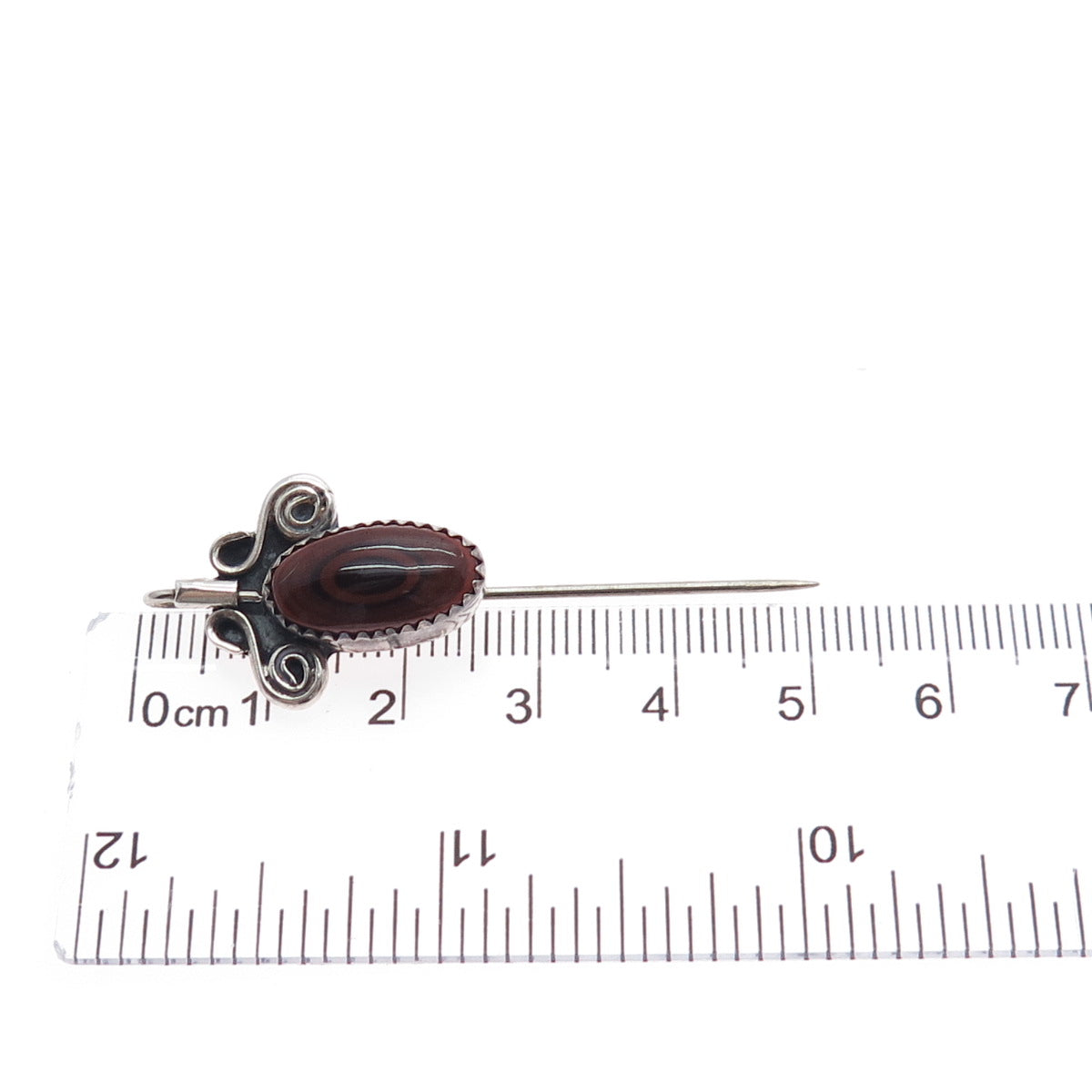 Old Pawn 925 Sterling Silver Vintage Southwestern Red Agate Tribal Lapel Pin