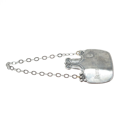 925 Sterling Silver Antique Art Deco Blue Curacao Bottle Tag #353