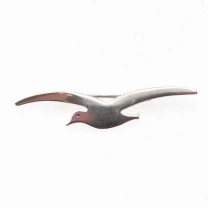 925 Sterling Silver Vintage Seagull Bird Hand-Wrought Oxidized Pin Brooch