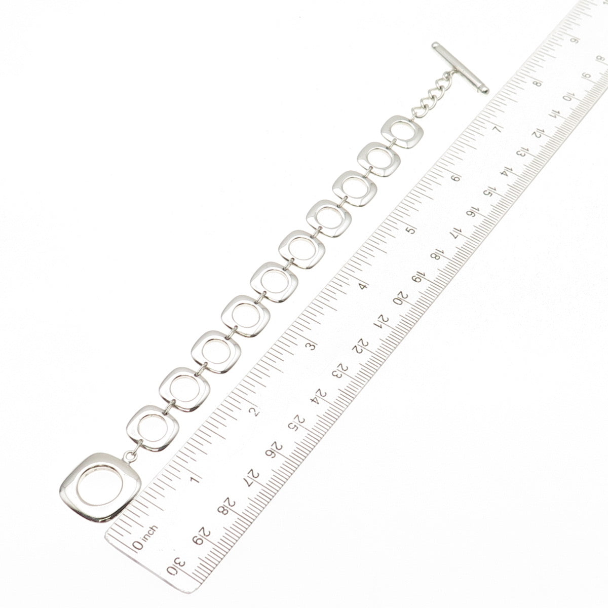 Tiffany & Co. 925 Sterling Silver Vintage Cushion Square Link Bracelet 7"