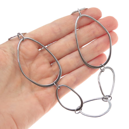 JCM Jacmel Mauritius 925 Sterling Vintage Peru Modernist Oxidized Necklace 34"