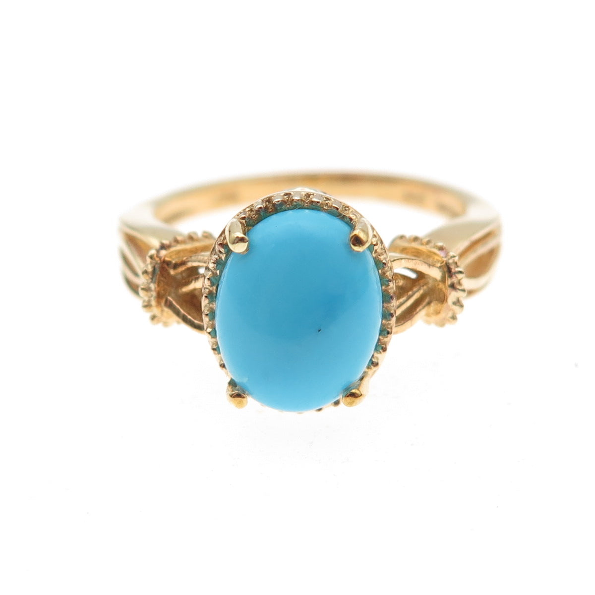 Chuck Clemency 925 Sterling Silver Gold Plated Real Turquoise Ring Size 8