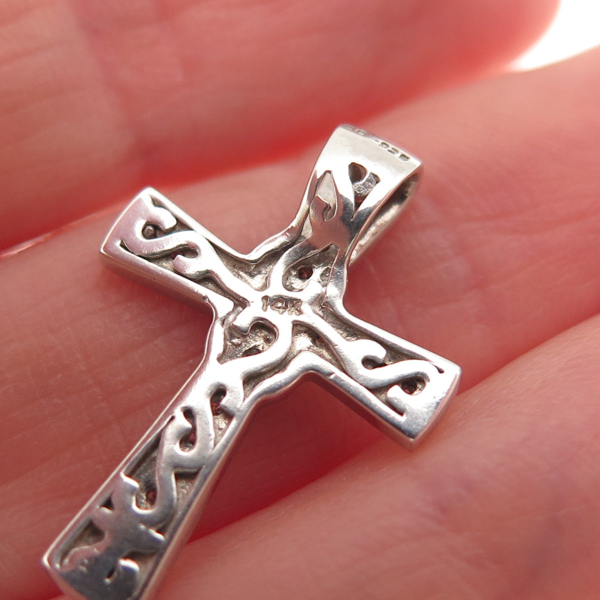 Sherri Baker 925 Sterling Silver 14K Gold Real Diamond Cross Mini Slide Pendant