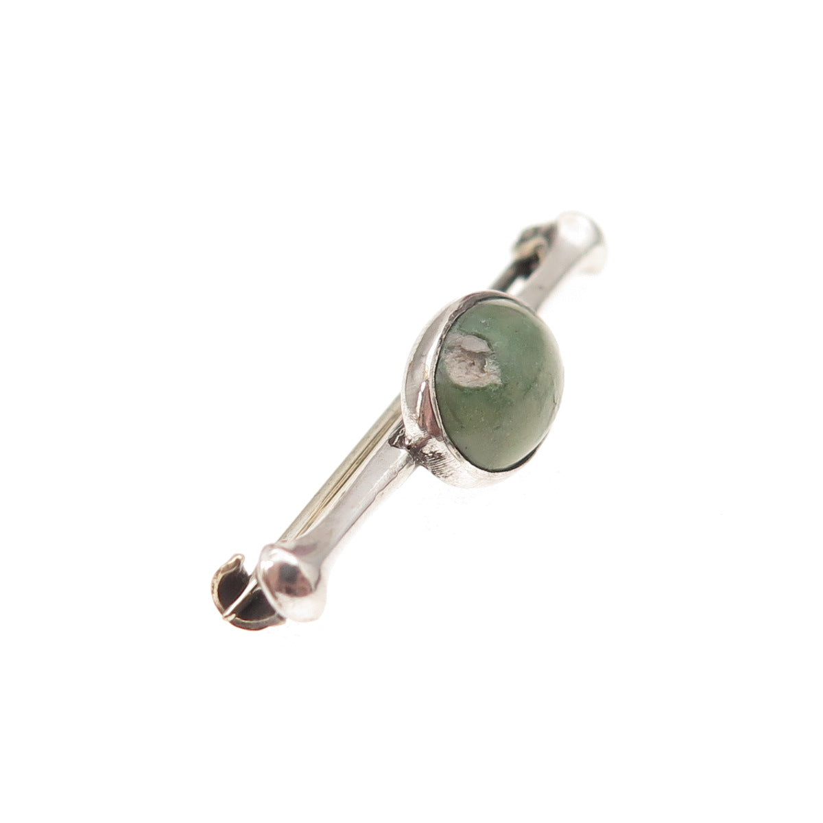 925 Sterling Silver Antique Art Deco Real Royston Turquoise Bar Pin Brooch
