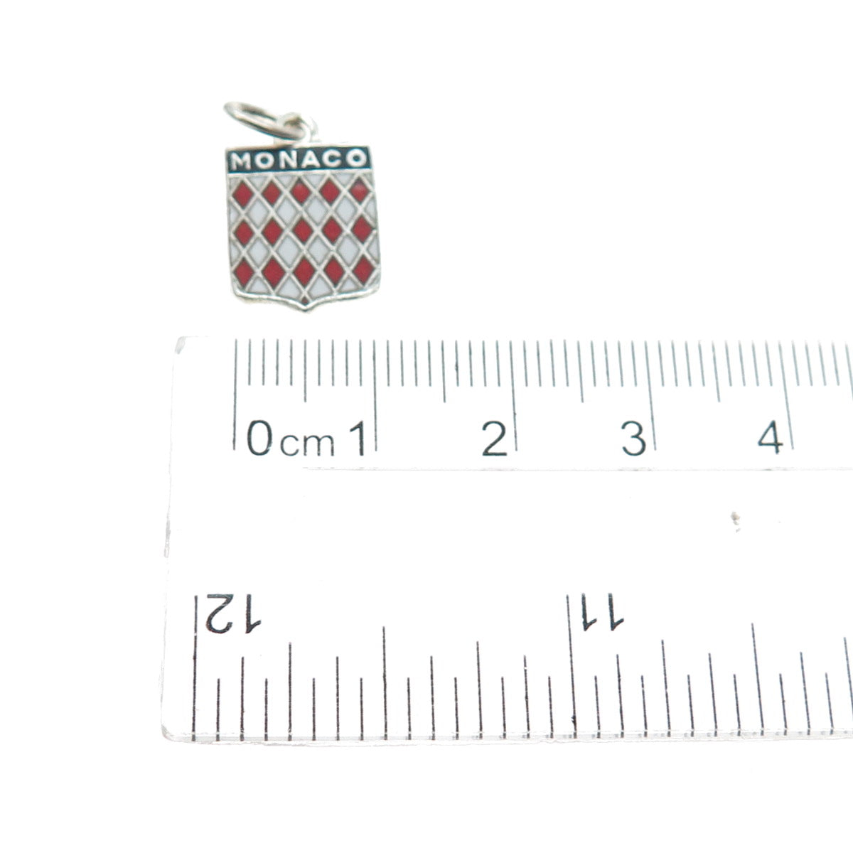 800 Silver Vintage France Enamel Monaco Coat of Arms Minimalist Charm Pendant