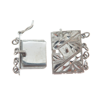 925 Sterling Silver Antique Engraved Lock Clasp for Bracelet / Necklace