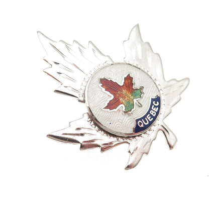 Breadner Co. 925 Sterling Antique Art Deco Enamel Quebec Maple Leaf Pin Brooch