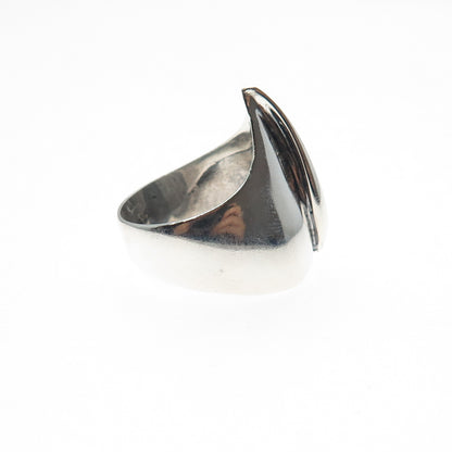925 Sterling Silver Vintage Modernist Flame Ring Size 6.5