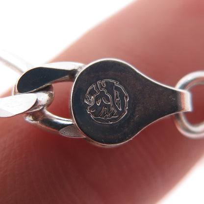 925 Sterling Silver Vintage Italy Figaro Link Bracelet 8"