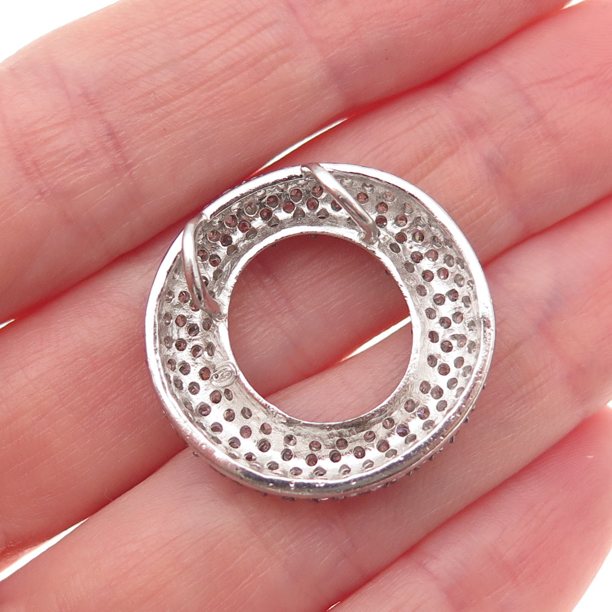 925 Sterling Silver Round-Cut C Z Letter O Initial Slide Charm Pendant