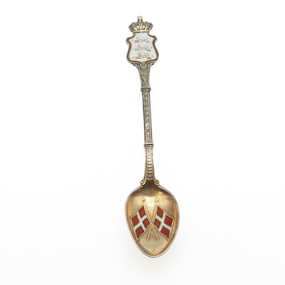 Bernhard Hertz 925S Sterling Gold Plated Antique Enamel Denmark Coffee Spoon