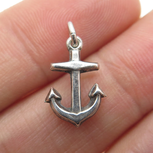 925 Sterling Silver Vintage Mariner Anchor Minimalist Charm Pendant