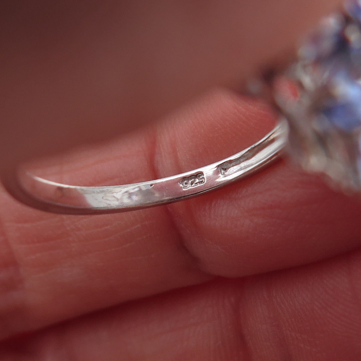 Chuck Clemency 925 Sterling Silver Real Oval & Round-Cut Tanzanite Ring Size 8