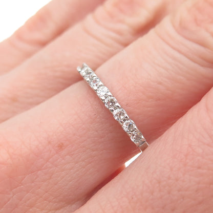 925 Sterling Silver Round-Cut C Z Half Eternity Stackable Ring Size 7