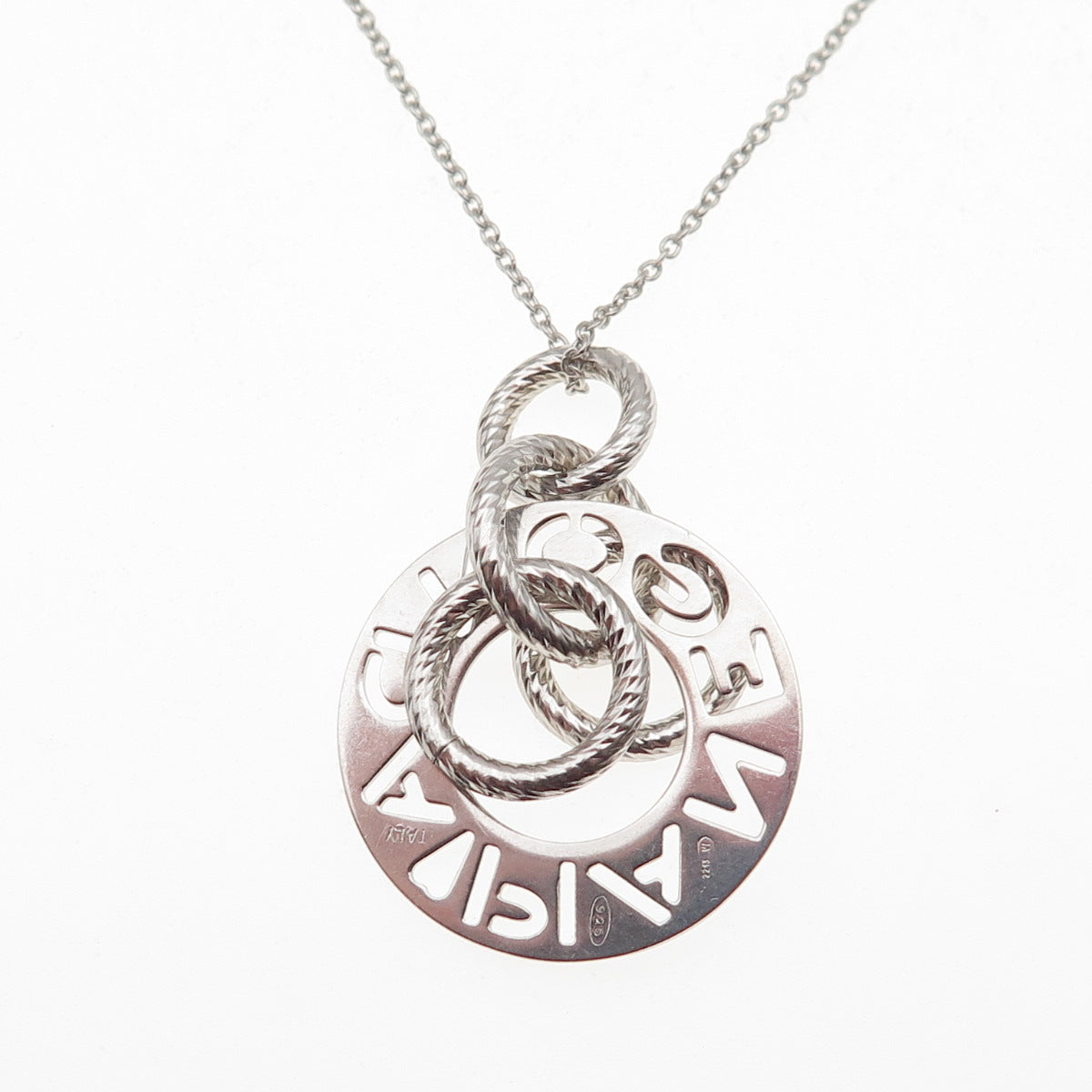 Pianegonda 925 Sterling Silver Italy Multi-Disc Cable Chain Necklace 18"