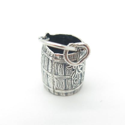 J.M. FISHER 925 Sterling Silver Antique Art Deco Old Oaken Bucket Mini Pendant