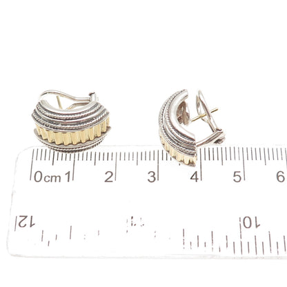 SDG Soli Deo Gloria 925 Sterling Silver 18K Gold Vintage Omega Back Earrings