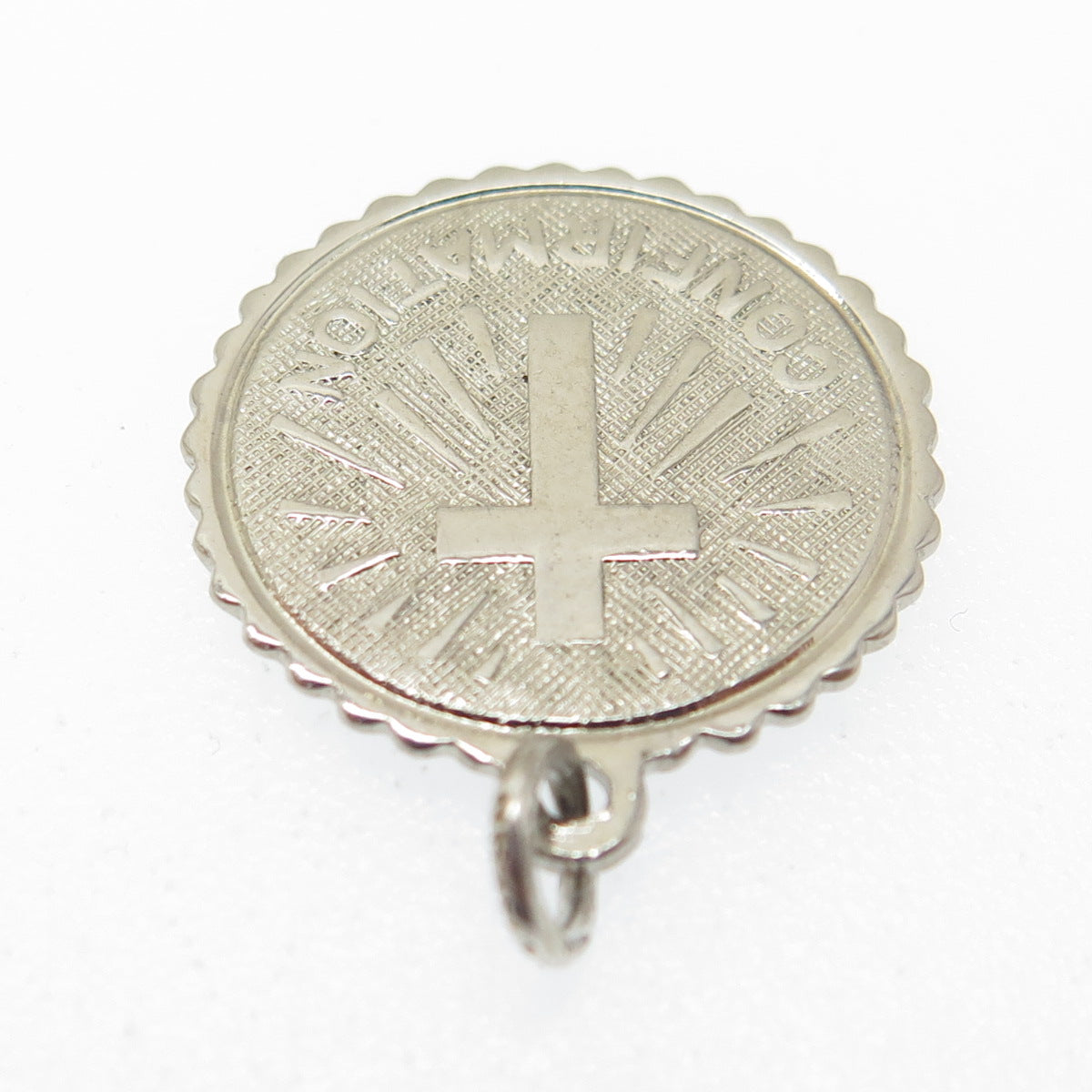 ELCO 925 Sterling Silver Vintage "Confirmation" Cross Religious Round Pendant