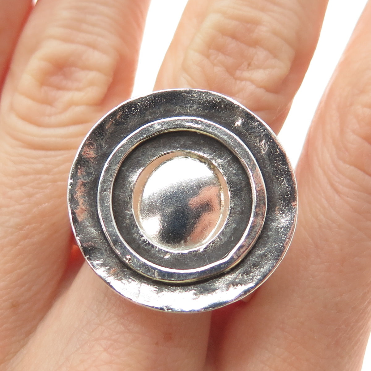 SILPADA 925 Sterling Silver Vintage Modernist Disc Oxidized Ring Size 10.75