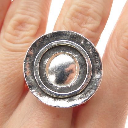 SILPADA 925 Sterling Silver Vintage Modernist Disc Oxidized Ring Size 10.75