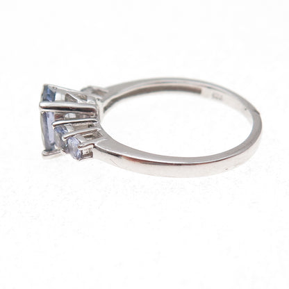 Chuck Clemency 925 Sterling Silver Real Oval & Round-Cut Iolite Ring Size 8