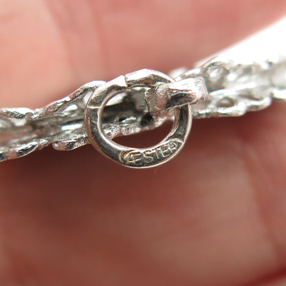 ARTS ELEGANCE 925 Sterling Silver Antique Art Deco Stork Bird Baby Heart Pendant