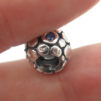 PANDORA 925 Sterling Silver Round-Cut Blue C Z Bubble Bead Charm