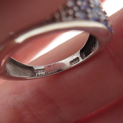 Chuck Clemency 925 Sterling Silver Real Round-Cut Tanzanite Ring Size 7